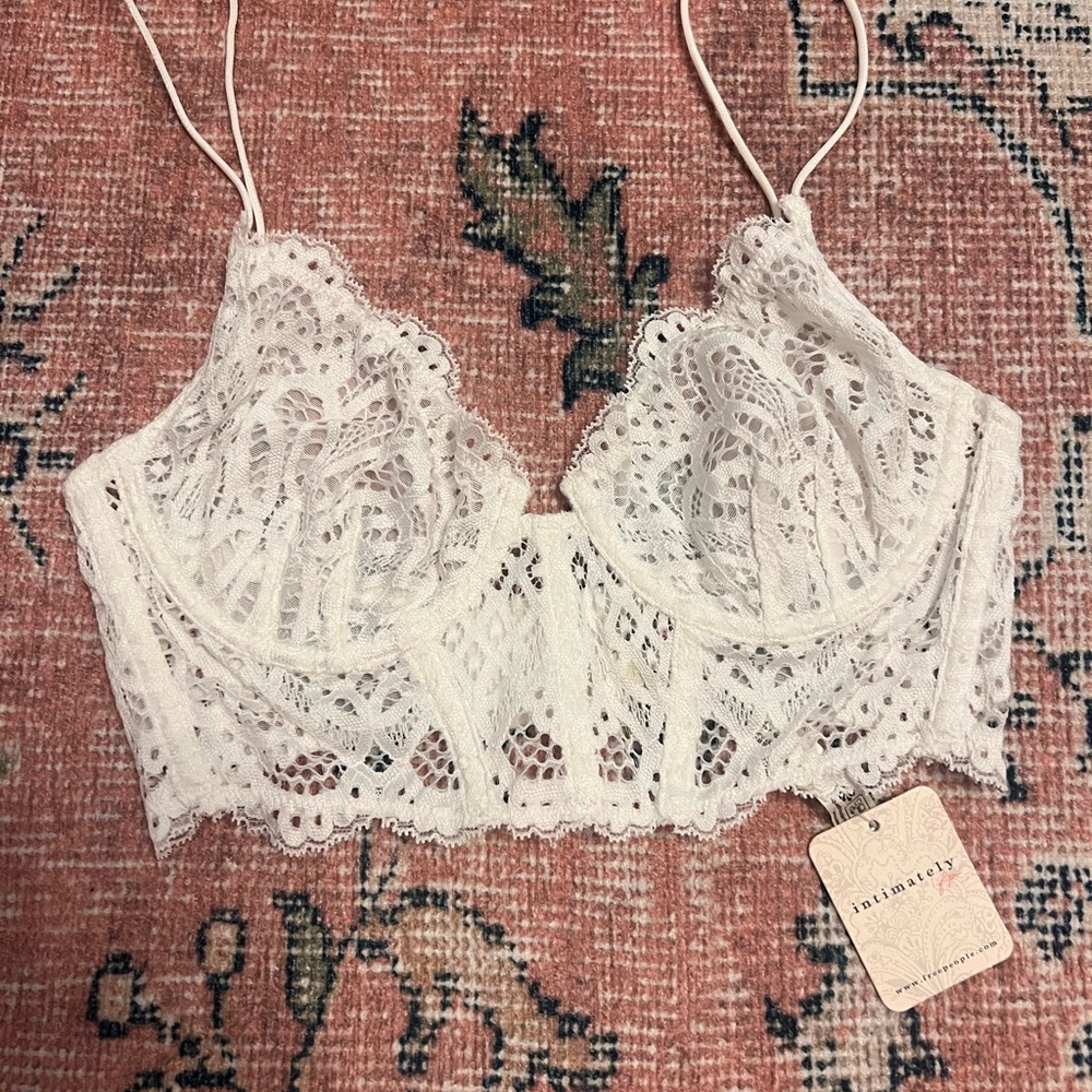 NWT Free People Intimately Lace All Yours Bra Longline Ivory
